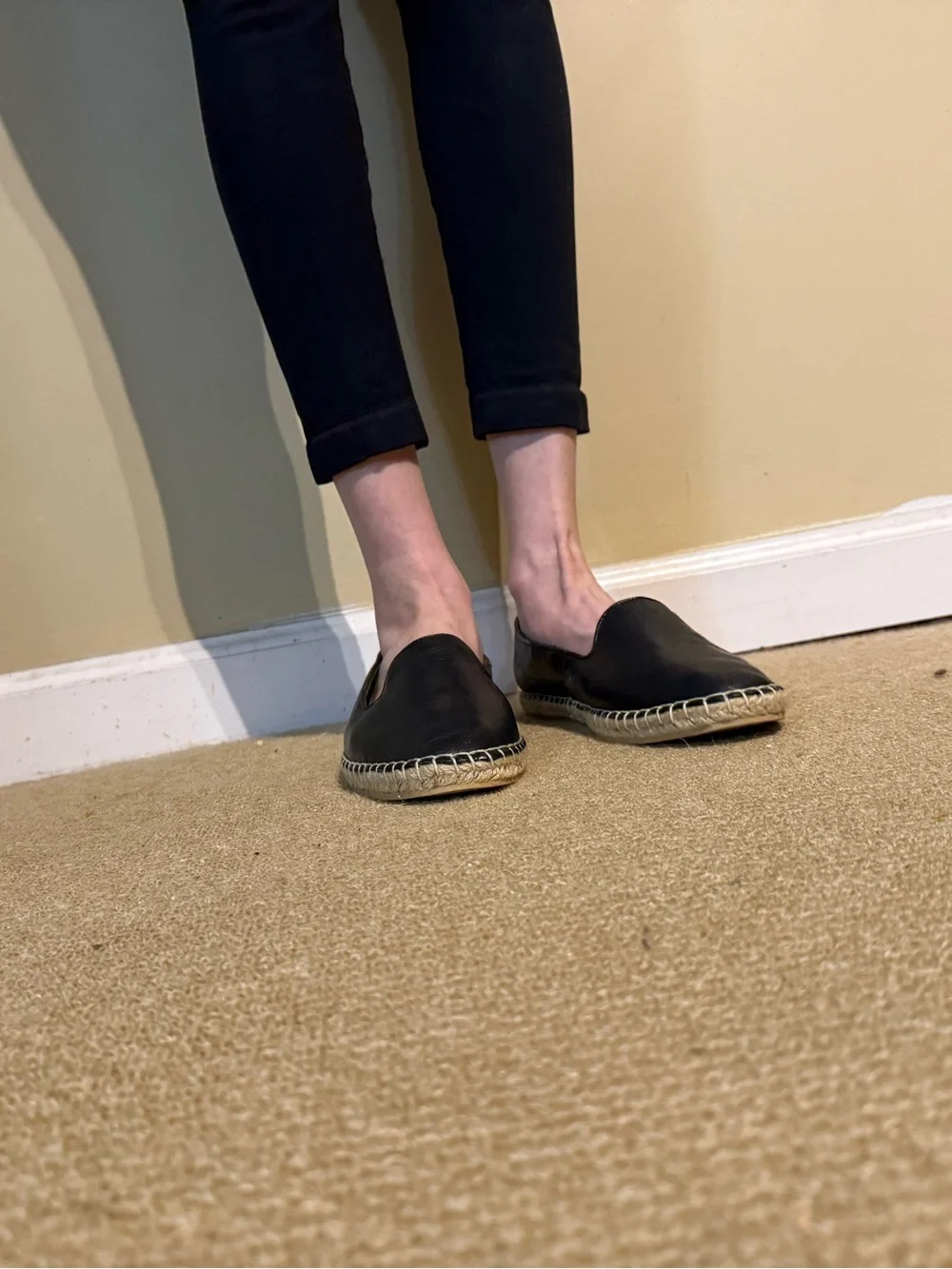 Cole Haan Black Leather Espadrille Loafers